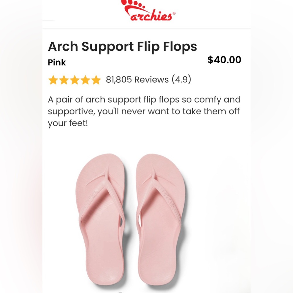 Archies’ arch support flip flops
